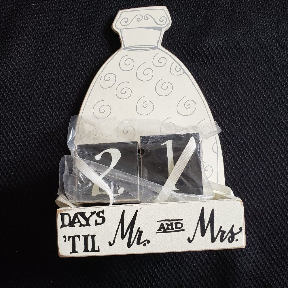 New Primitives by Kathy Countdown to Mr & Mrs Wedding Day Wood Calendar Gift